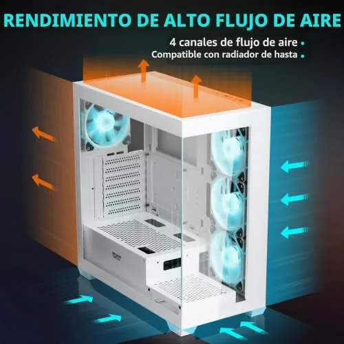darkFlash ▫️ ATX - Caixa de PC de torre média, pré-montada, 4 ventoinhas PWM ARGB, caixa de computador com vidro temperado e visão panorâmica dupla, porta tipo C, compatível com radiador de refrigeração 3