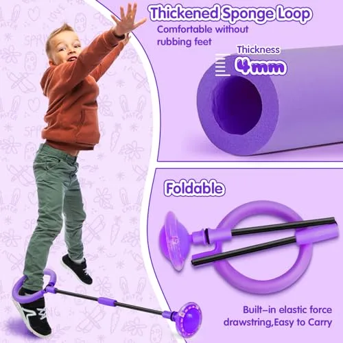 chimoo ▫️ Bola de Salto para o Tornozelo Dobrável, Anel de Salto Intermitente Colorido, Anel de Salto para o Tornozelo, Bola de Salto Desportiva para Meninos e Meninas de 6, 7, 8 e 9 Anos de Idade 6