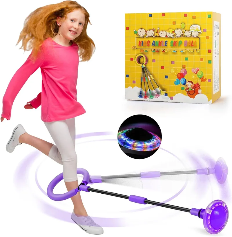 chimoo ▫️ Bola de Salto para o Tornozelo Dobrável, Anel de Salto Intermitente Colorido, Anel de Salto para o Tornozelo, Bola de Salto Desportiva para Meninos e Meninas de 6, 7, 8 e 9 Anos de Idade