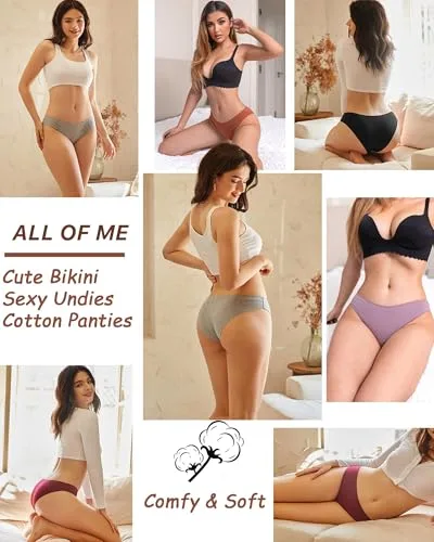 ALL OF ME ▫️ Conjunto de 6 peças de roupa interior de algodão para mulher, Conjunto de cuecas de algodão para mulher, Conjunto múltiplo, Modelo hipster, Respirável, S-XXL 5