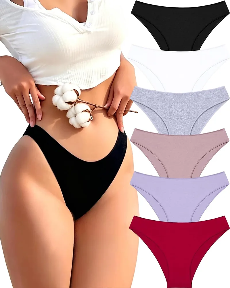 ALL OF ME ▫️ Conjunto de 6 peças de roupa interior de algodão para mulher, Conjunto de cuecas de algodão para mulher, Conjunto múltiplo, Modelo hipster, Respirável, S-XXL