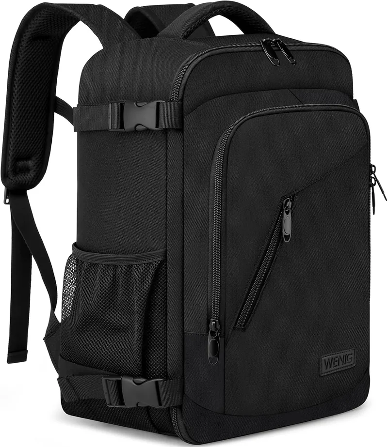 WENIG ▫️ Ryanair Airplane Cabin Travel Backpack 40x20x25 for Ryanair 20L Hand Luggage Men's Travel Bag Women's Travel Luggage Cabin Luggage 14 Inch Laptop Backpack with USB Port for Work,School Black