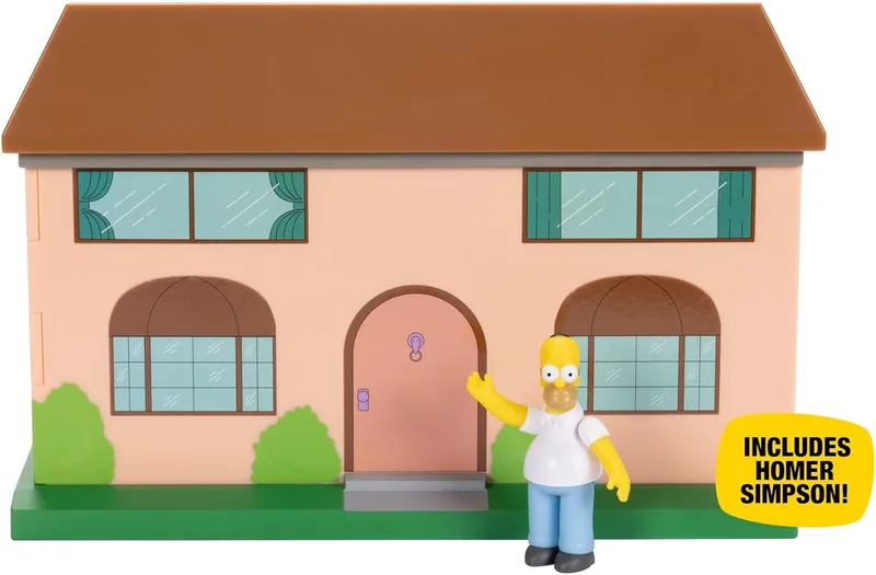 Jakks Pacific ▫️ Diorama da sala de estar dos Simpsons conjunto de jogo oficialmente licenciado, inclui uma minifigura do Homer de 6 cm e acessórios, funcionalidades interactivas divertidas