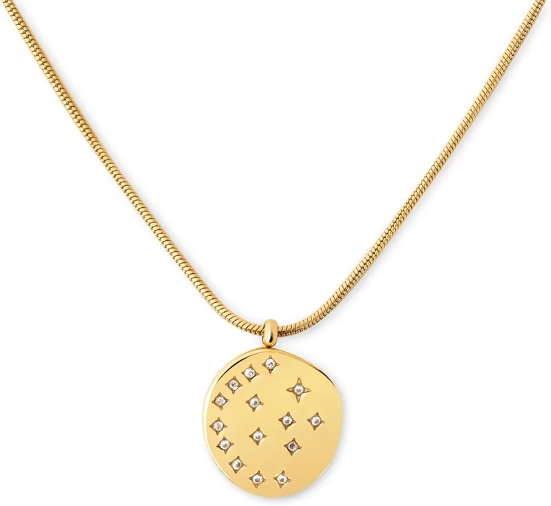 SINGULARU ▫️ Colar Bling. Aço com acabamento em banho de ouro de 18 quilates e zircônias brancas ou multicoloridas. Colar com medalhão. Joias para mulher