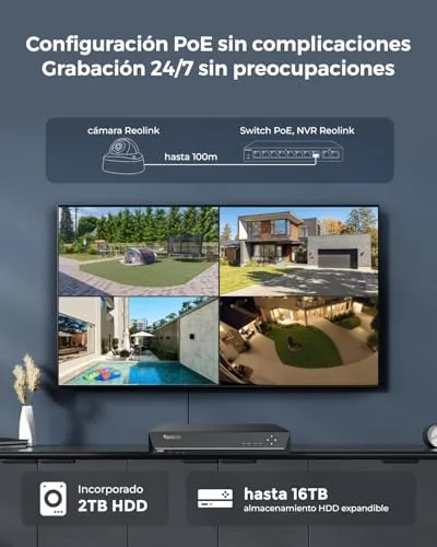 Reolink ▫️ Sistema PoE de 12 MP com 4 câmaras exteriores IK10, modelo RLK8-1200V4 5