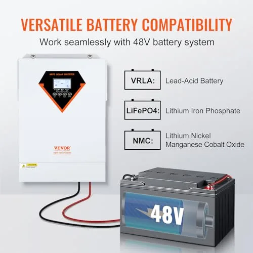 VEVOR ▫️ Inversor Híbrido de 5500 W, Inversor Solar Híbrido de 230 V CA, Carregador Fora da Rede com Onda Sinusoidal Pura e Controlador de Carga Solar MPPT Incorporado de 100 A, Carregamento Híbrido, Utilidade, Solar 4