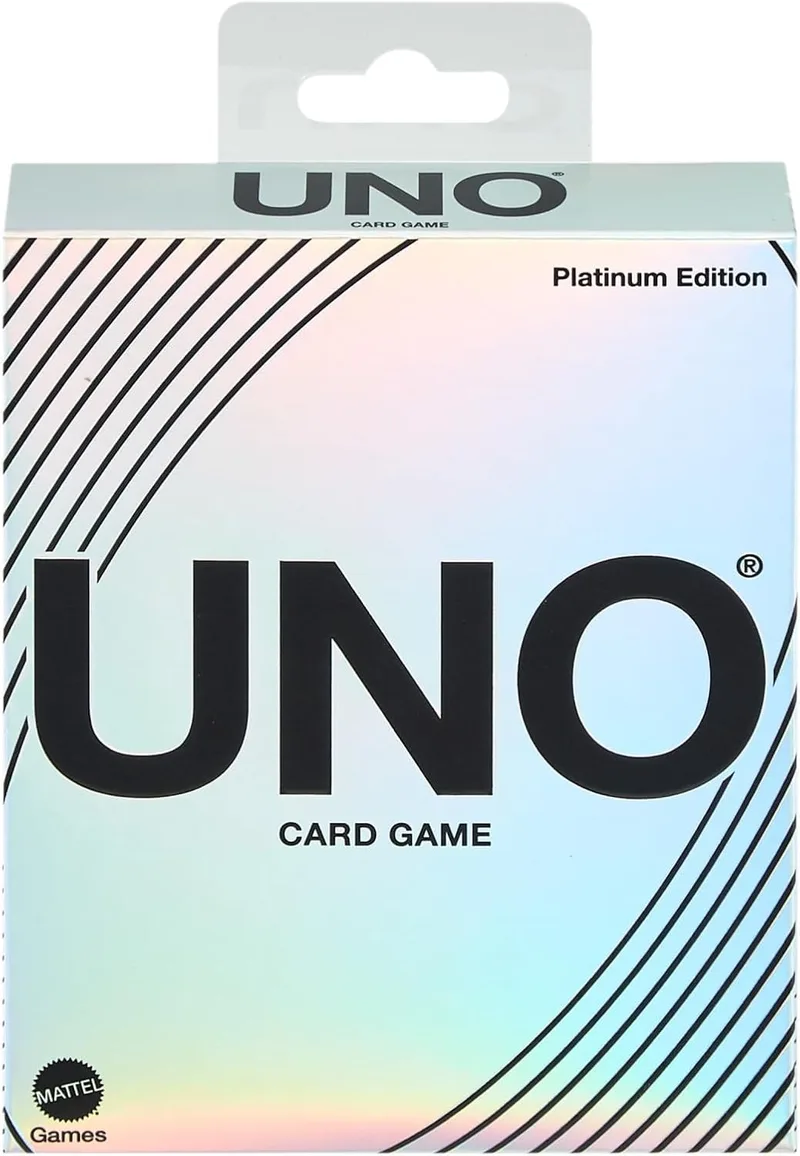 Mattel Games ▫️ UNO Platinum Edition Premium Trading Card Game, para noites em família, noites de jogos, viagens, acampamentos e festas, HPY61