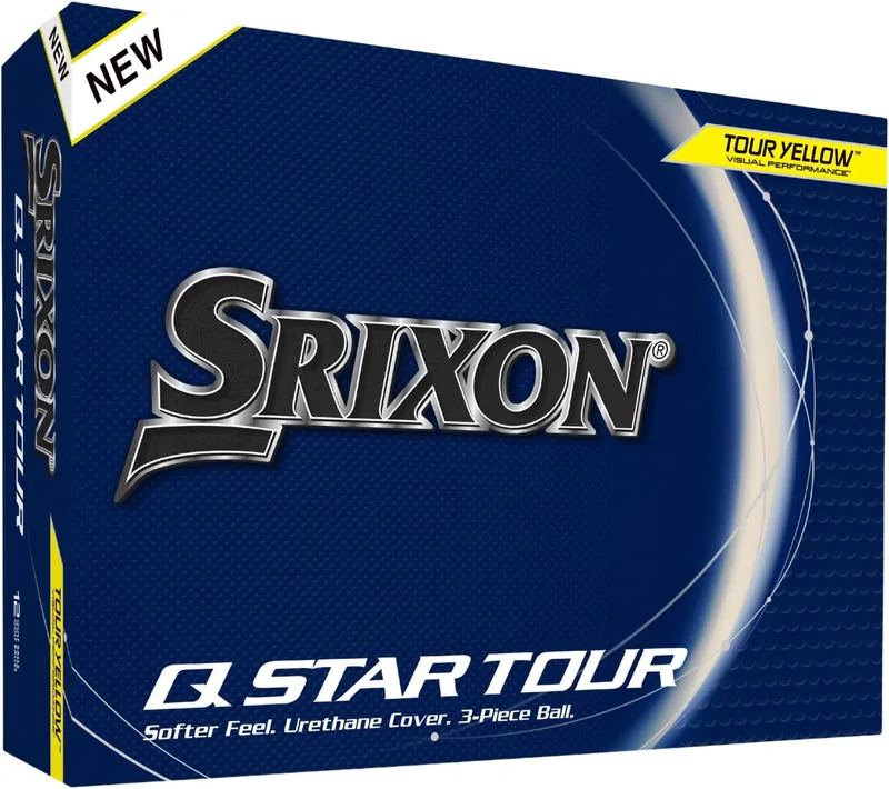 Srixon ▫️ Q-Star Tour, Bolas de golfe com revestimento de uretano ultrafino de gama alta | Spin Skin+ de nova geração | Toque suave | Tecnologia FastLayer Core | 12 unidades