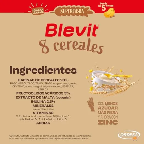 Blevit ▫️ Superfibra 8 Cereais | 500 g | Papinha para bebés a partir dos 5 meses com vitaminas, minerais e fibra 2