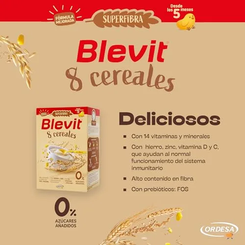 Blevit ▫️ Superfibra 8 Cereais | 500 g | Papinha para bebés a partir dos 5 meses com vitaminas, minerais e fibra 5