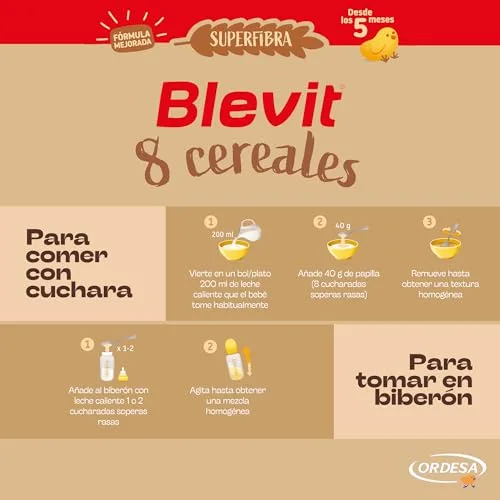 Blevit ▫️ Superfibra 8 Cereais | 500 g | Papinha para bebés a partir dos 5 meses com vitaminas, minerais e fibra 6