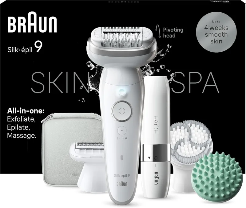 Braun ▫️ Silk-épil 9 SkinSpa, depiladora para uma remoção fácil dos pêlos e uma pele suave e duradoura. 9-381, Branca/Prateada