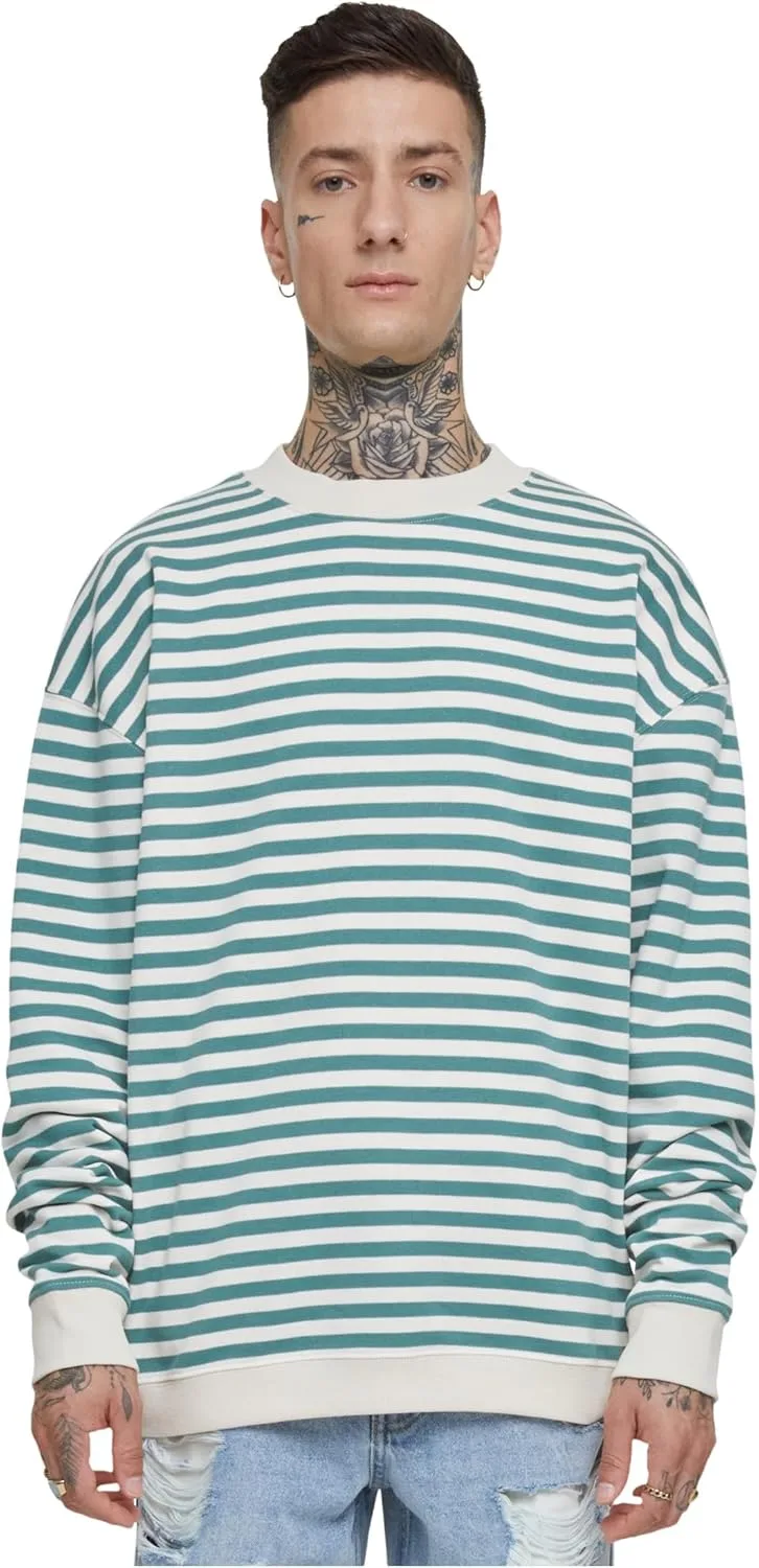 Urban Classics ▫️ Camisola com gola redonda às riscas para homem