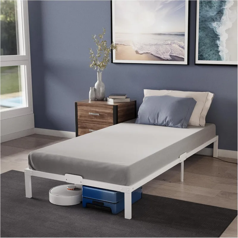 Dreamzie ▫️ Cama metálica 90x190 com base de beliche branca - Altura 35 cm - Beliche 90x190 com pernas