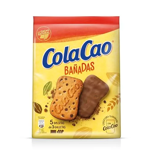 ColaCao ▫️ Bolacha, Coberta com Cacau Natural, com Pedaços de Chocolate - 5 embalagens de 3 unidades - 157 g 3