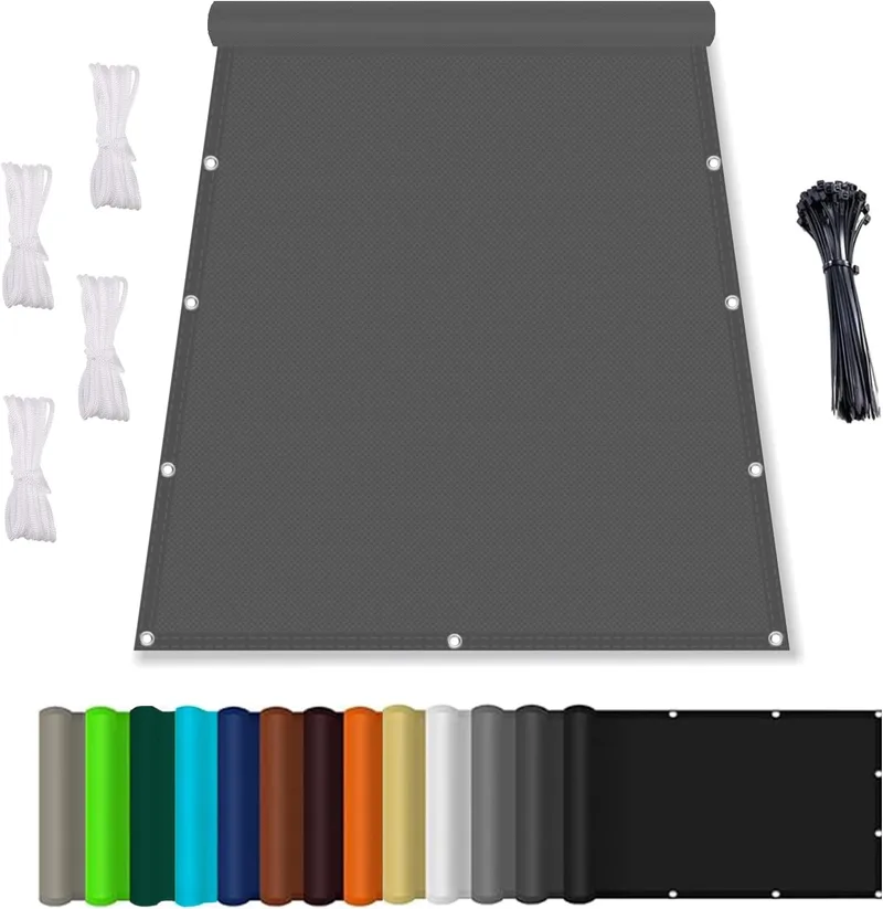 HaiTaoSy ▫️ Toldo em ângulo reto, para terraços com corda, toldo impermeável com ilhós, proteção solar contra o vento, varanda, terraço, 95 % de proteção UV, para jardim, terraço, campismo, cor cinzenta escura,