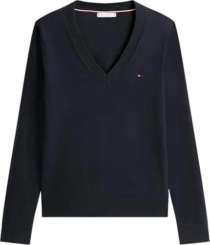 Tommy Hilfiger ▫️ Co Jersey Stitch V-nk Camisola Ww0ww42049 Camisola de mangas curtas para mulher 5