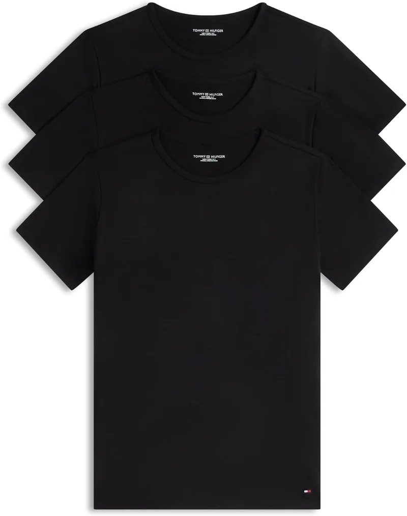 Tommy Hilfiger ▫️ Camisolas de manga curta, conjunto de 3 para homem, elásticas, com gola redonda