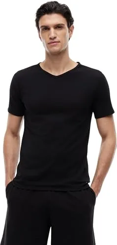 Tommy Hilfiger ▫️ Tommy Jeans Camisolas de manga curta, conjunto de 3 para homem, elásticas, com gola em V 3
