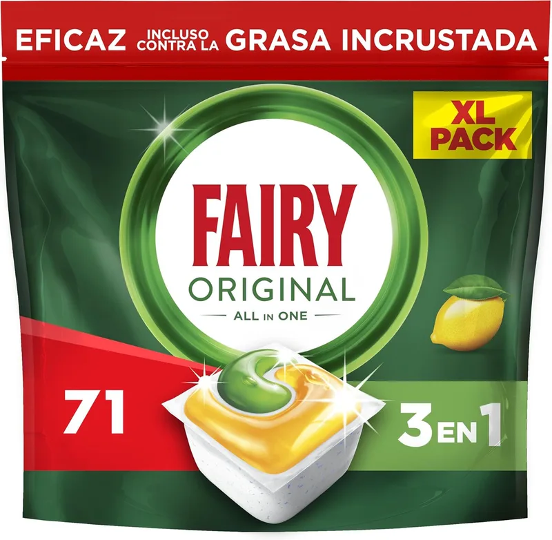 FAIRY ▫️ Original All-In-One Dishwasher Capsules, Limão, 71 Cápsulas, Eficaz mesmo em gorduras secas