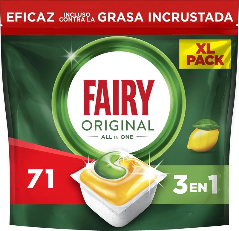 FAIRY ▫️ Original TodoEm1 Cápsulas para Máquina de Lavar Louça com Aroma a Limão, 71 Cápsulas | Eficazes Mesmo Contra a Gordura Incrustada