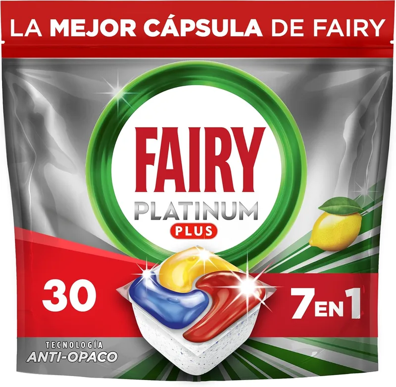 FAIRY ▫️ Platinum Plus All-In-One Dishwasher Capsules Lemon, 30 cápsulas,