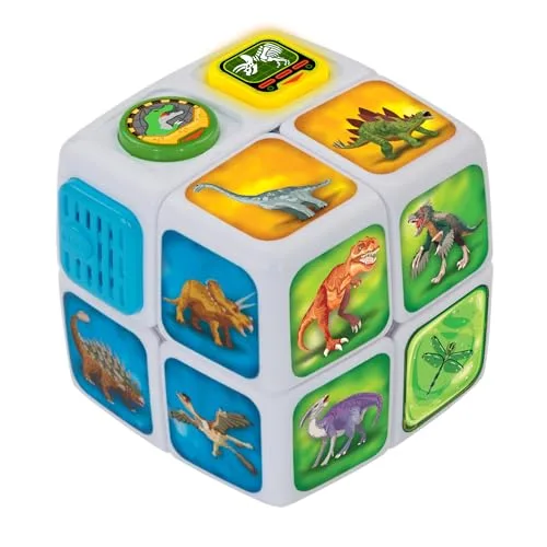 VTech ▫️ Cubo Mágico Dinoaventuras, Brinquedo interativo para crianças a partir dos 3 anos, Atividades e perguntas sobre dinossauros e fósseis, Melhora a memória e a lógica, Versão ESP 2