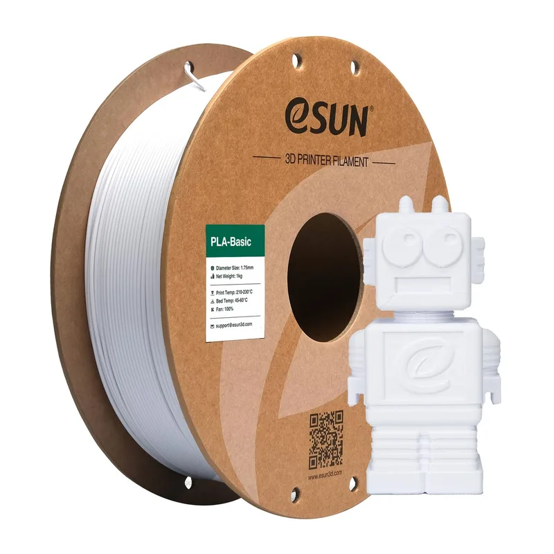 eSUN ▫️ PLA Filament 1.75mm, PLA Basic 3D Printer Filament Precisão Dimensional +/- 0.05mm, 1KG (2.2 LBS) Bobina PLA Fast para Impressoras 3D, Branco Frio