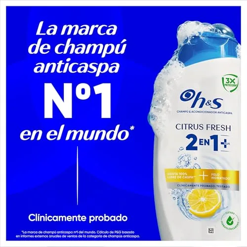 Head & Shoulders ▫️ H&S Citrus Fresh 2 em 1+ Champô Anticaspa e Condicionador para Cabelo Oleoso, 800 ml 2