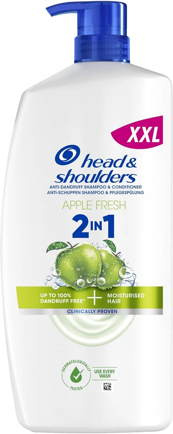 Head & Shoulders ▫️ Champô e amaciador anti-caspa H&S Apple Fresh All-in-One 800ml, até 100% de proteção anti-caspa + cabelo hidratado, clinicamente testado, para uso diário, desmaquilhante com aroma a maçã