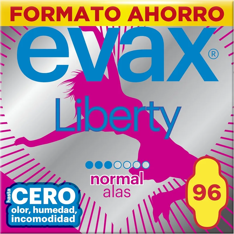 EVAX ▫️ Liberty Normal Pensos Higiénicos com Asas 96 unidades | Tão finos que nem vais dar por isso, proteção segura e discreta, conforto durante todo o dia