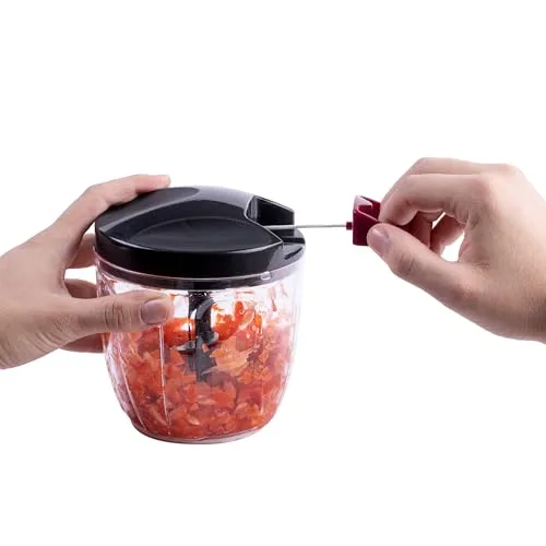 Jata ▫️ HOGAR HMAQ4506 - Picador manual com corda de 900 ml, triturador multifunções de alimentos, picador de legumes, cebola, alho e frutos secos, batedor manual para molhos e emulsões, sem BPA 2