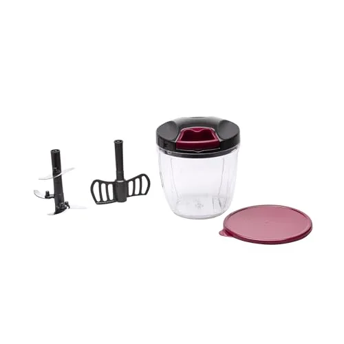 Jata ▫️ HOGAR HMAQ4506 - Picador manual com corda de 900 ml, triturador multifunções de alimentos, picador de legumes, cebola, alho e frutos secos, batedor manual para molhos e emulsões, sem BPA 3