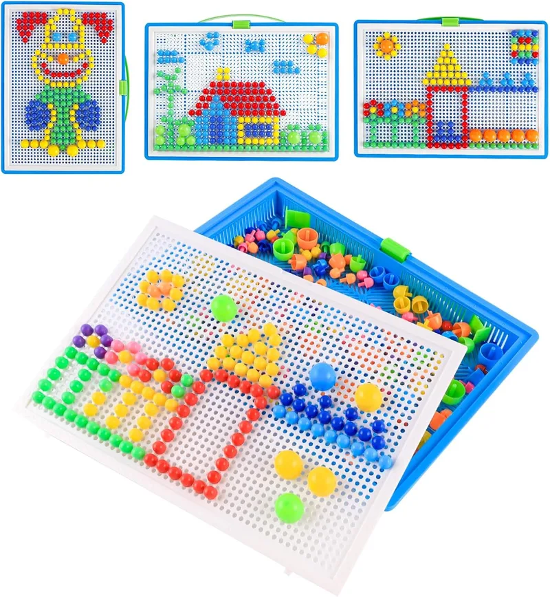 EclipseGuard ▫️ Conjunto de mosaico de encaixe para crianças brinquedo de mosaico para crianças, mosaico de pinos com 296 contas, brinquedo educativo criativo para rapazes e raparigas a partir dos 2 anos