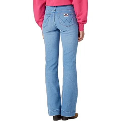 Wrangler ▫️ Calças de ganga para mulher - Corte acampanado - Raven 2