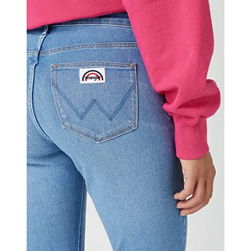 Wrangler ▫️ Calças de ganga para mulher - Corte acampanado - Raven 4