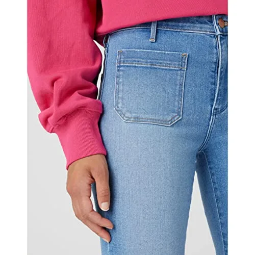 Wrangler ▫️ Calças de ganga para mulher - Corte acampanado - Raven 5
