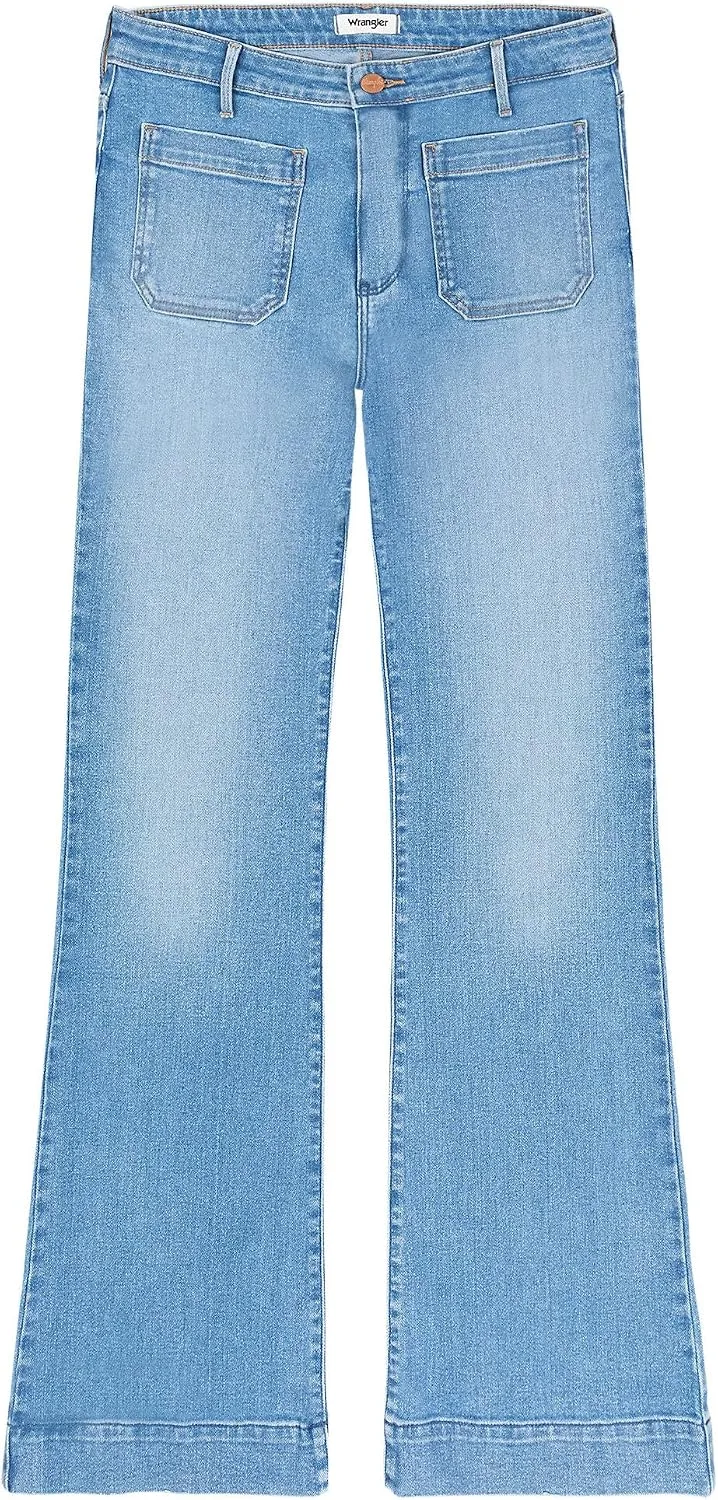 Wrangler ▫️ Calças de ganga para mulher - Corte acampanado - Raven