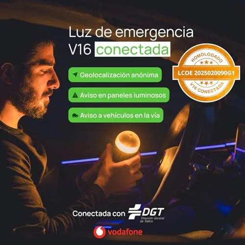 PF LED ONE ▫️ LEDONE - Baliza v16 homologada pela DGT com geolocalizador, luz de emergência para automóvel V16 homologada pela DGT - eSIM e dados até 2038, visibilidade de 1 km a 360º - Fabricada em Espanha 2