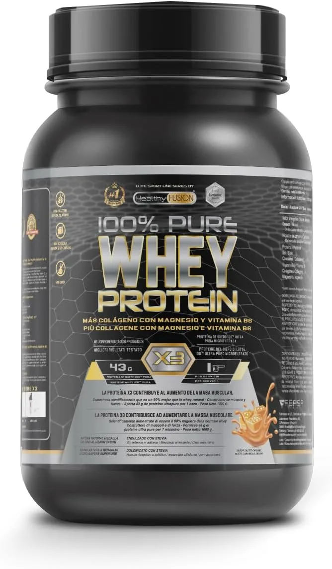 Healthy FUSION ▫️ Whey Protein | Proteína pura com colagénio, magnésio e vitamina B6 | 43g de proteína + 9g de BCAA | Melhora os teus treinos, aumenta a massa muscular e fortalece as articulações | 1 kg
