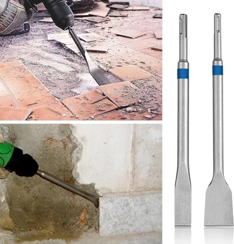 HYCHIKA BETTER TOOLS FOR BETTER LIFE ▫️ Conjunto de cinzéis SDS Plus HYCHIKA, 4 peças – cinzel de ponta, cinzel plano de 40 mm, cinzel estriado de 25 mm e cinzel para azulejos de 20 mm – acessórios para martelo perfurador e martelo demolidor em betão e alvenaria 6