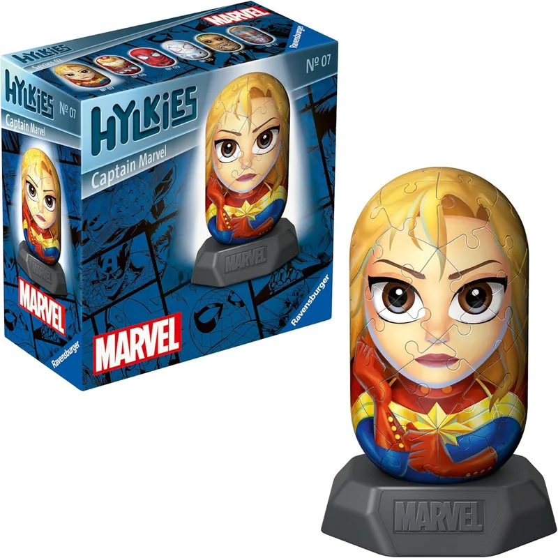 Ravensburger ▫️ Puzzle 3D: Hylkies Capitã Marvel, 54 peças, Maquetes para montar, Puzzle 3D para crianças, Presente para crianças a partir dos 8 anos