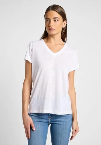 Lee ▫️ T-shirt para mulher - Corte regular - T-shirt com decote em V - Canela 2