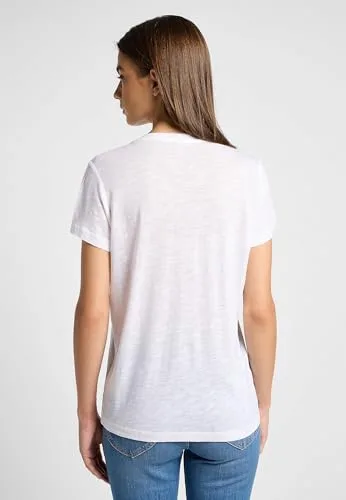 Lee ▫️ T-shirt para mulher - Corte regular - T-shirt com decote em V - Canela 4