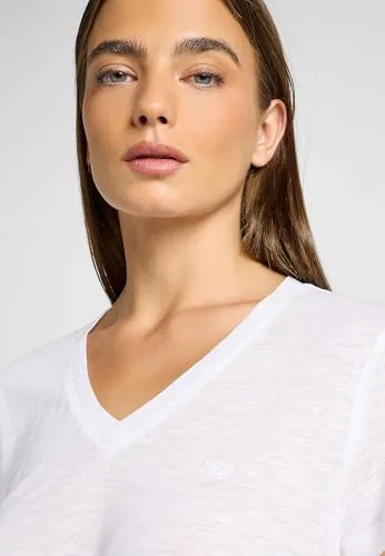 Lee ▫️ T-shirt para mulher - Corte regular - T-shirt com decote em V - Canela 6