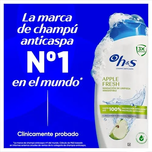 Head & Shoulders ▫️ H&S Apple Fresh Champô Anticaspa, para todos os tipos de pêlo e couro cabeludo, 2x1 L 2
