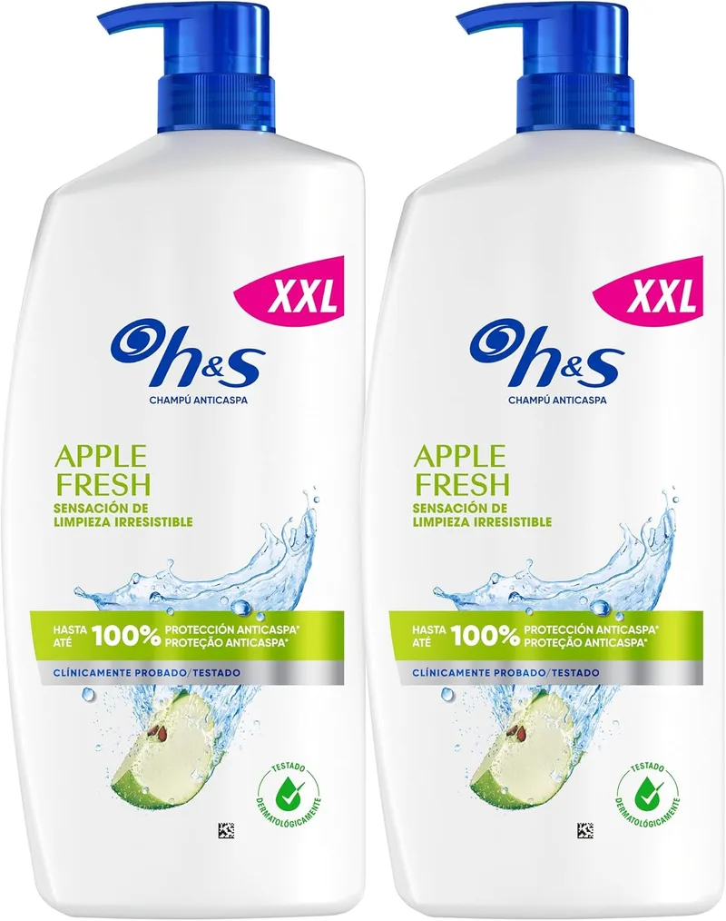 Head & Shoulders ▫️ H&S Apple Fresh Champô Anticaspa, para todos os tipos de pêlo e couro cabeludo, 2x1 L