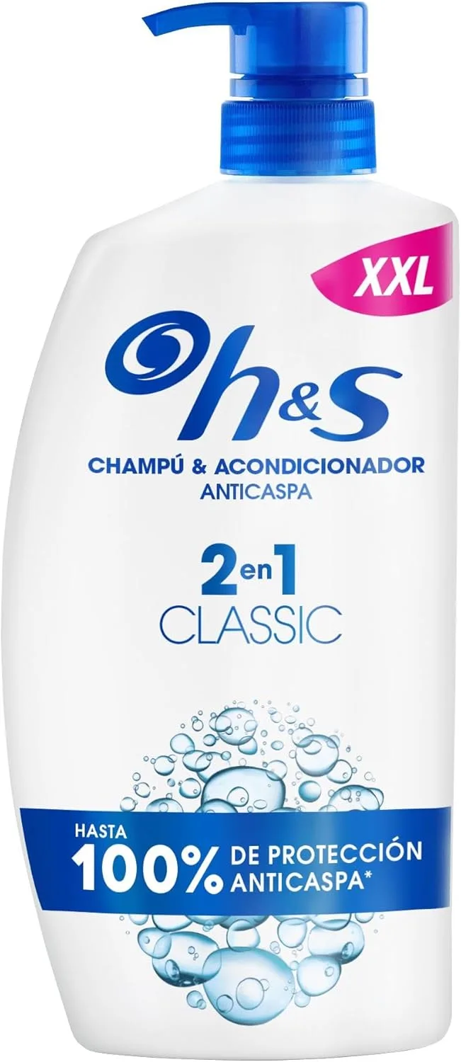 h&s ▫️ Champô e amaciador anti-caspa Classic 2em1 1000ml com doseador. Actua contra a caspa, a oleosidade e a comichão desde a primeira lavagem. Cabelo sem caspa + hidratado