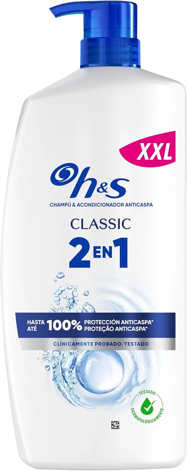 Head & Shoulders ▫️ H&S Classic 2 em 1: Champô Anticaspa e Condicionador, Limpeza Profunda, 1 L