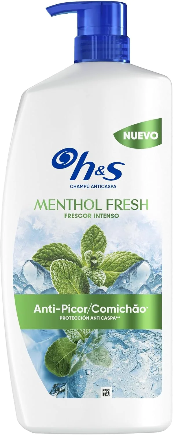 Head & Shoulders ▫️ H&S Menthol Fresh Champô Anticaspa e Anti-comichão, Efeito Refrescante, 1 L | Atua desde a primeira lavagem, até 100% de proteção contra a caspa, clinicamente testado